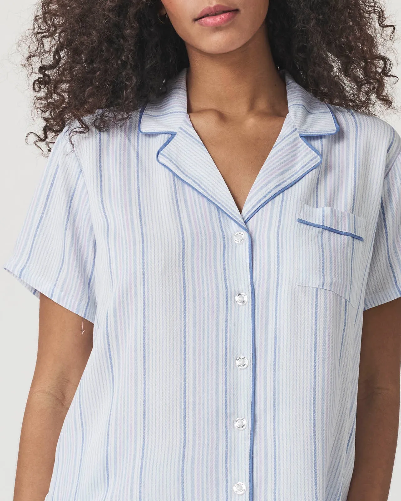 Multi Twill Stripe Notch Collar and Short Sleep Set sold by Splendid product image thumbnail 2