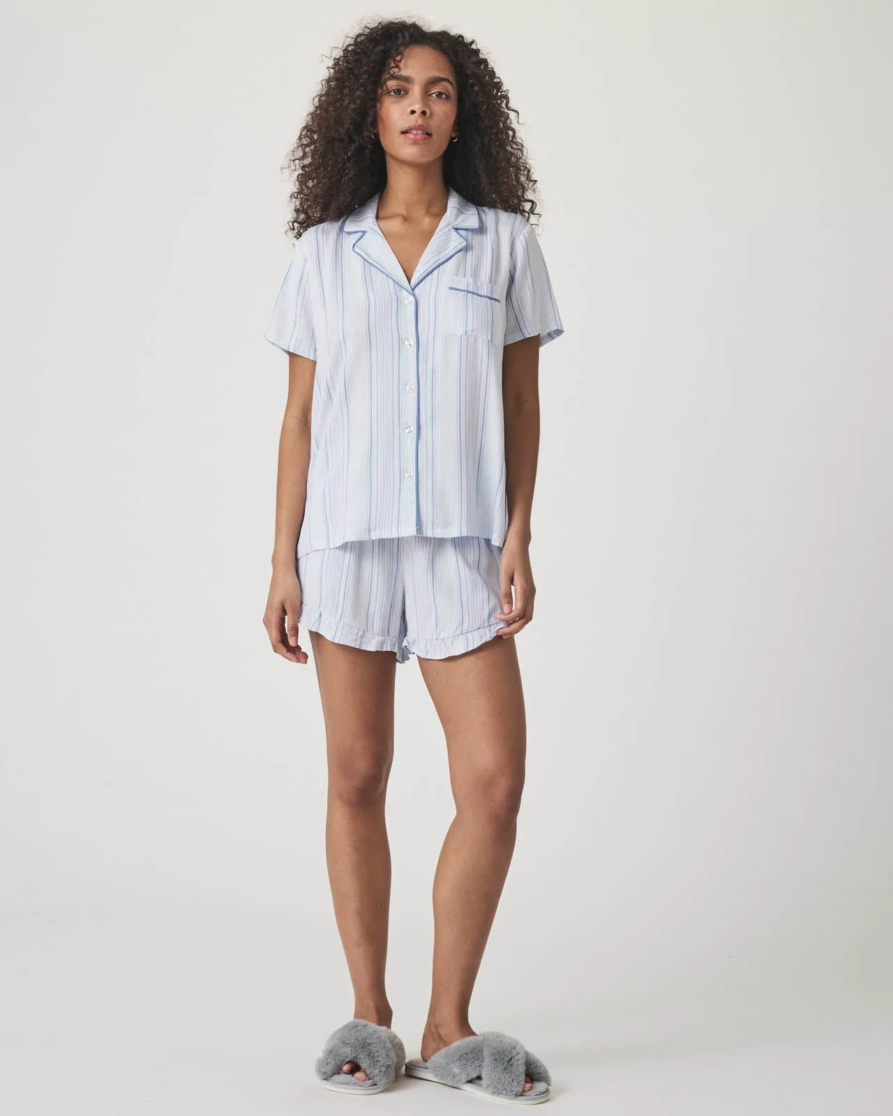 Multi Twill Stripe Notch Collar and Short Sleep Set sold by Splendid product image thumbnail 3