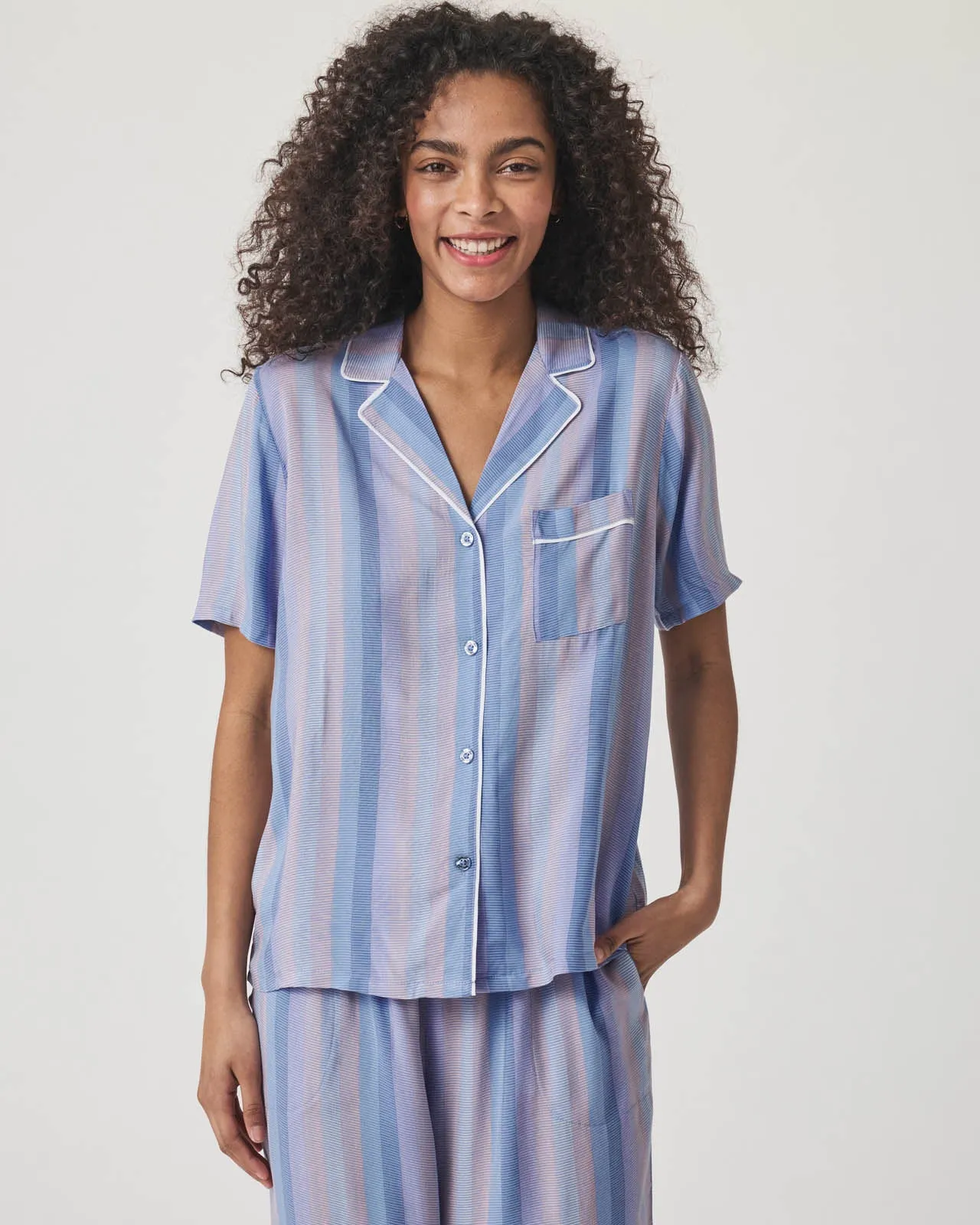 Slate Stripe Notch Collar and Crop Pant Sleep Set sold by Splendid product image thumbnail 2