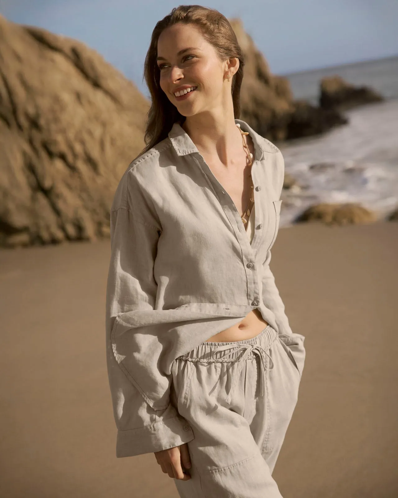 Stella Linen Button Down Shirt sold by Splendid