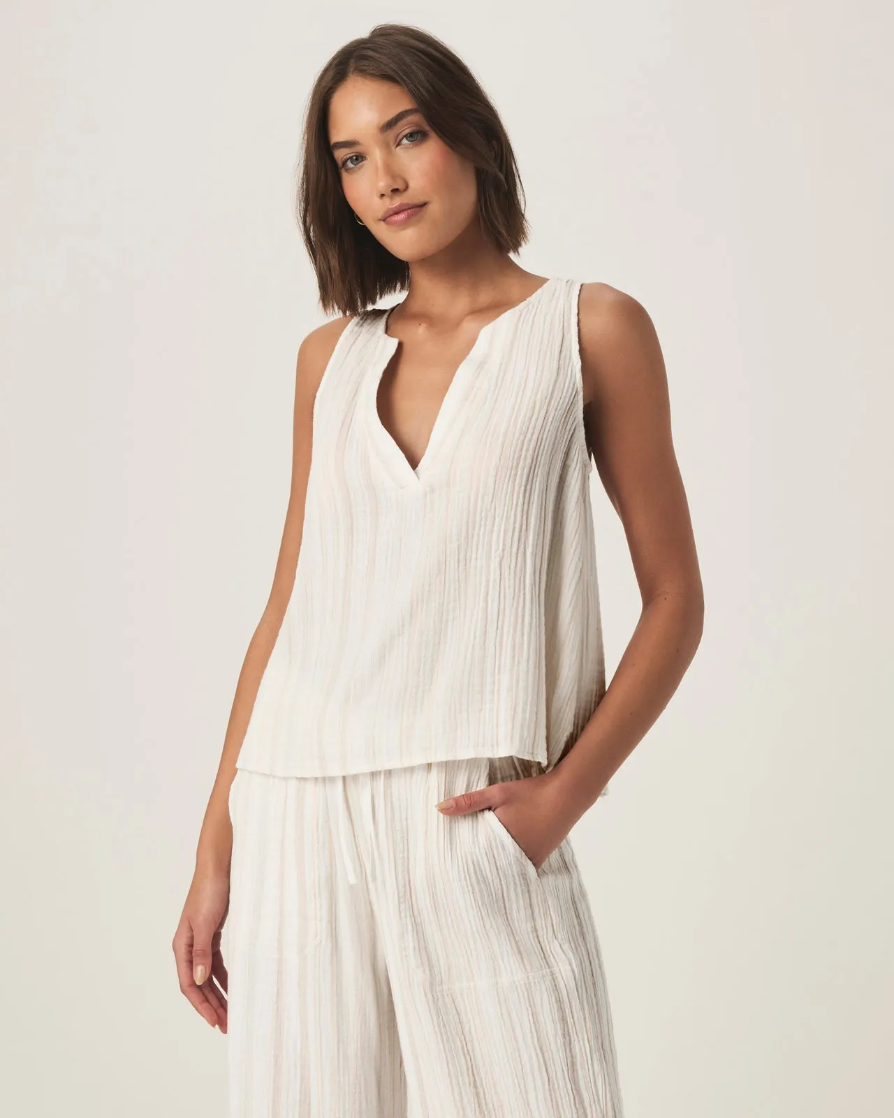 Kit Gauze Stripe V-Neck Tank sold by Splendid product image thumbnail 3