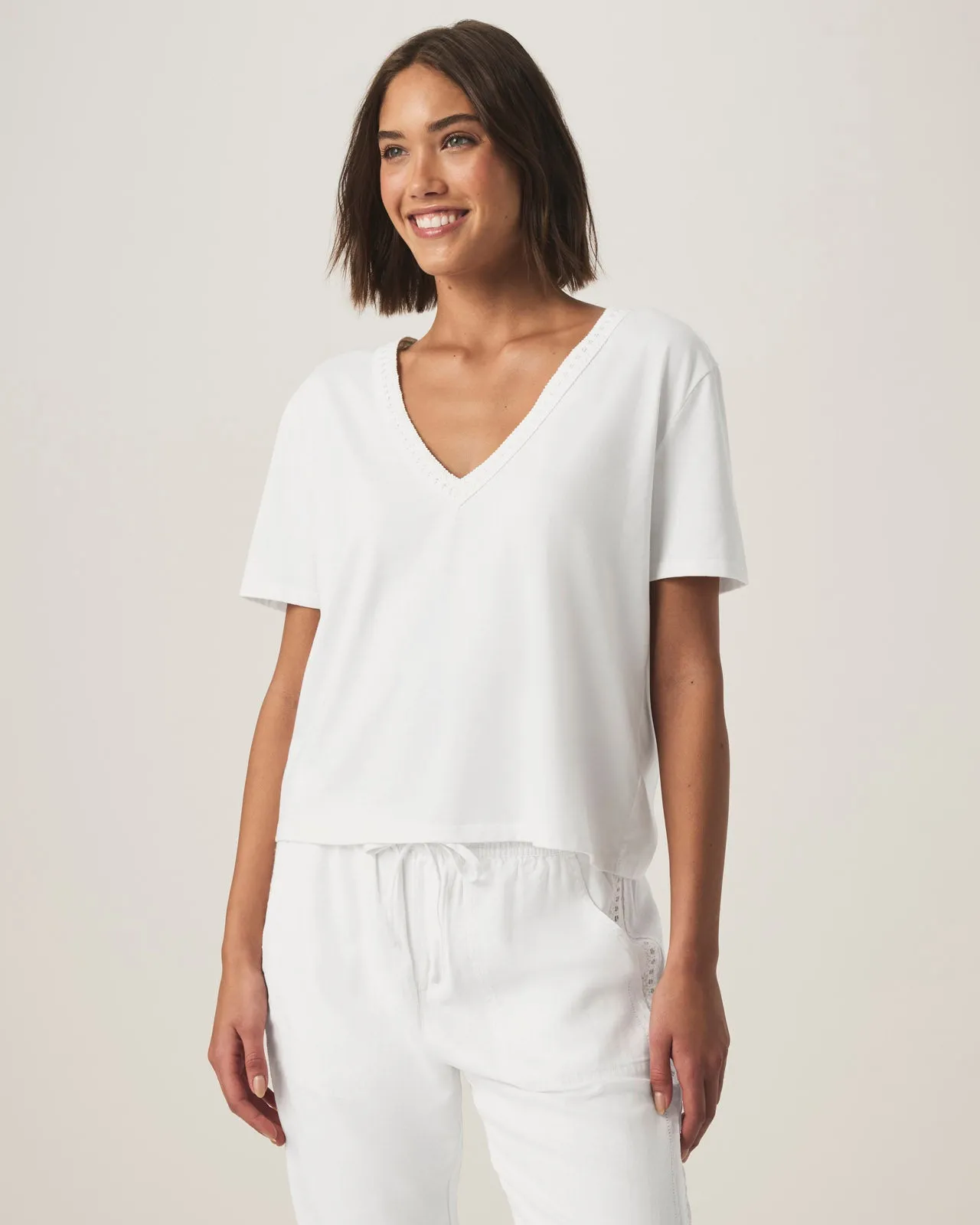 Kacey Crochet V-neck Tee sold by Splendid product image thumbnail 4