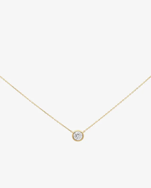 Shashi Bezel Solitaire Moissanite Necklace sold by Splendid