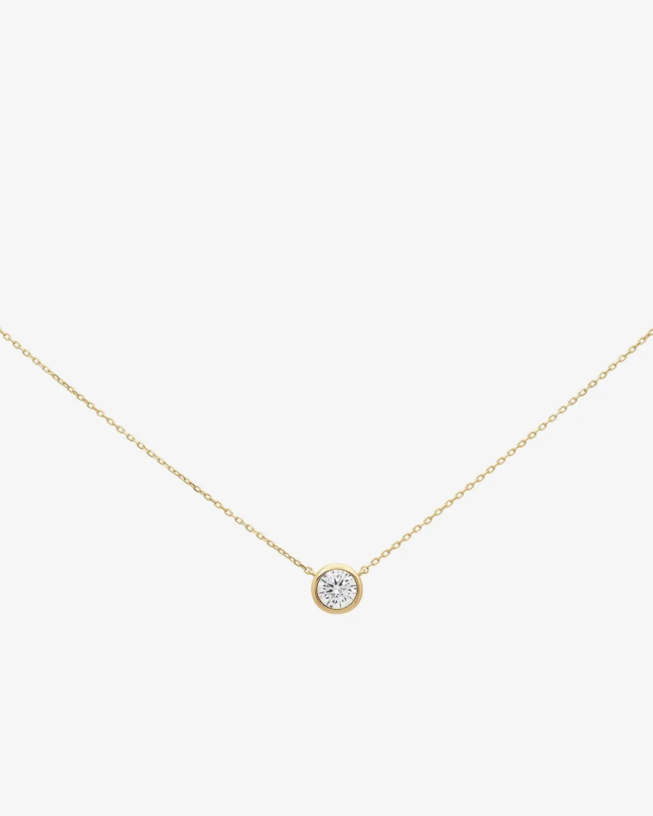 Shashi Bezel Solitaire Moissanite Necklace sold by Splendid