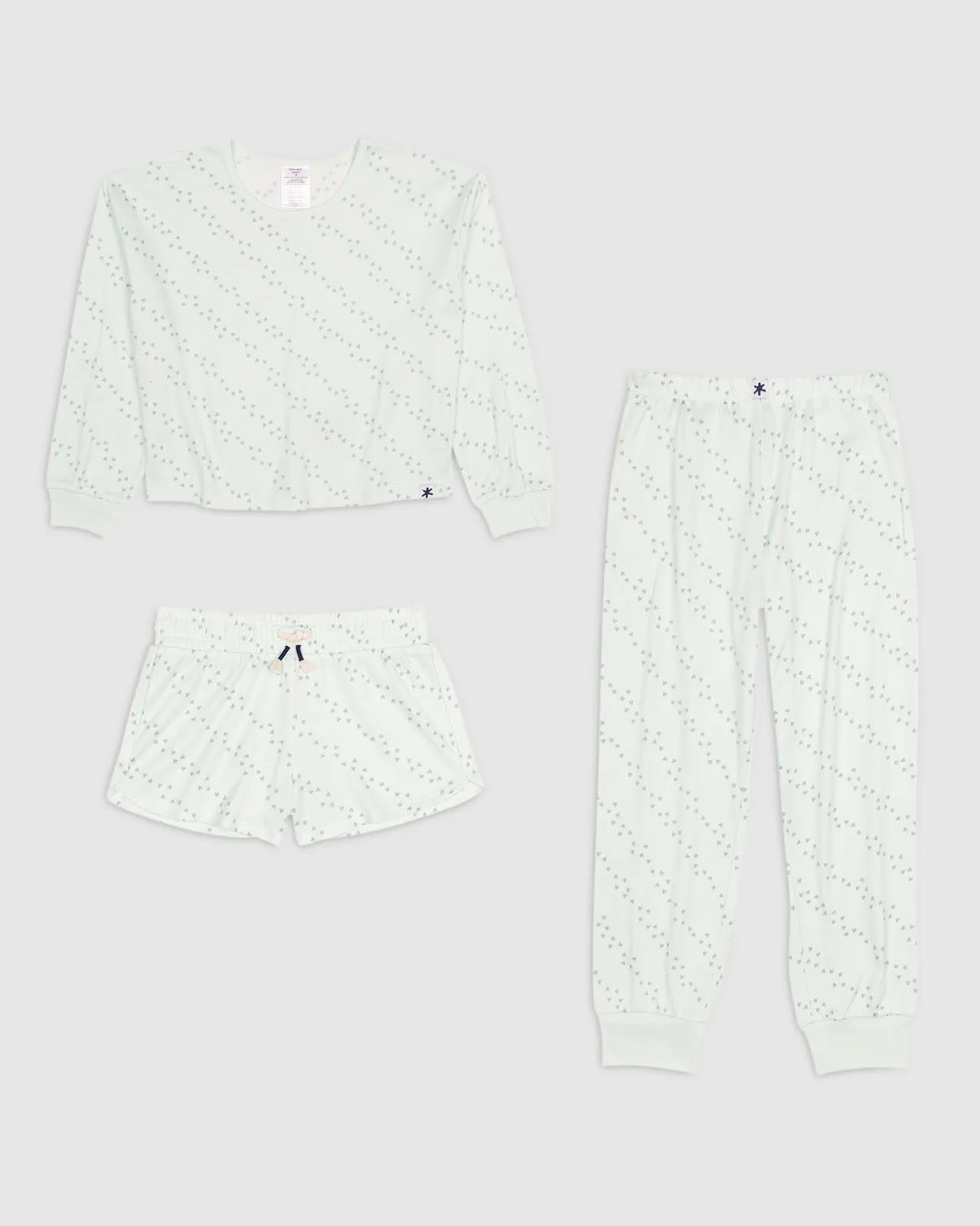 Girls Surf Hearts 3-Piece Brushed Jersey PJ Set sold by Splendid