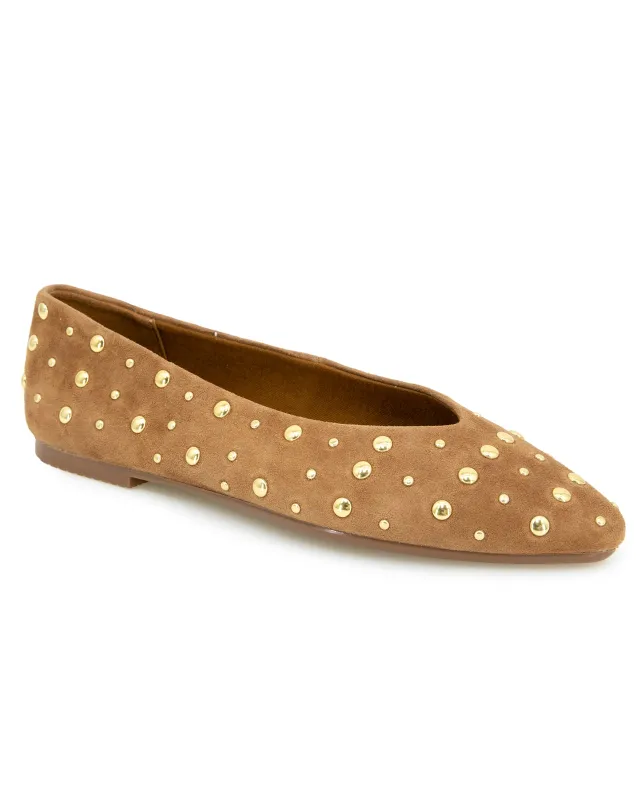 Latouche Studded Flat in Caramel sold by Splendid