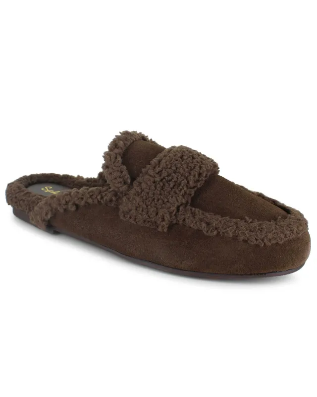 Sandra Sherpa Trim Slipper in Spice sold by Splendid