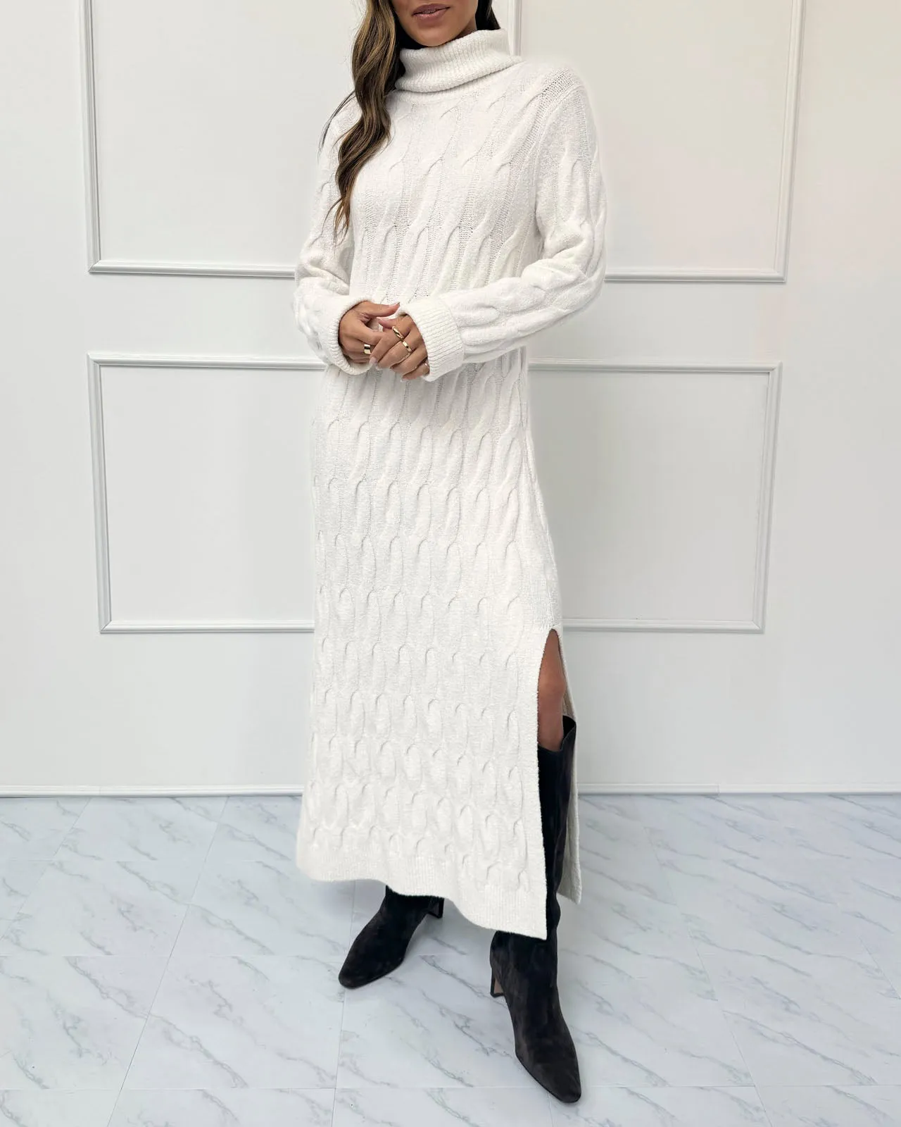 Splendid x @Cellajaneblog Cable Sweater Dress sold by Splendid product image thumbnail 4