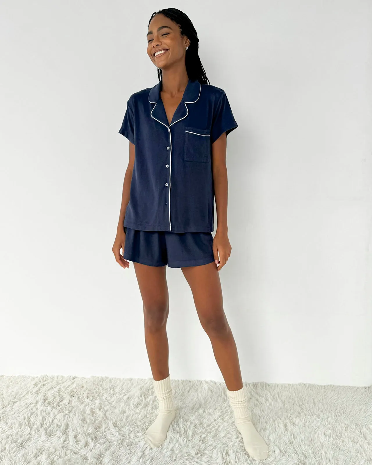 Navy Flora Pillowsoft Short Set sold by Splendid product image thumbnail 3