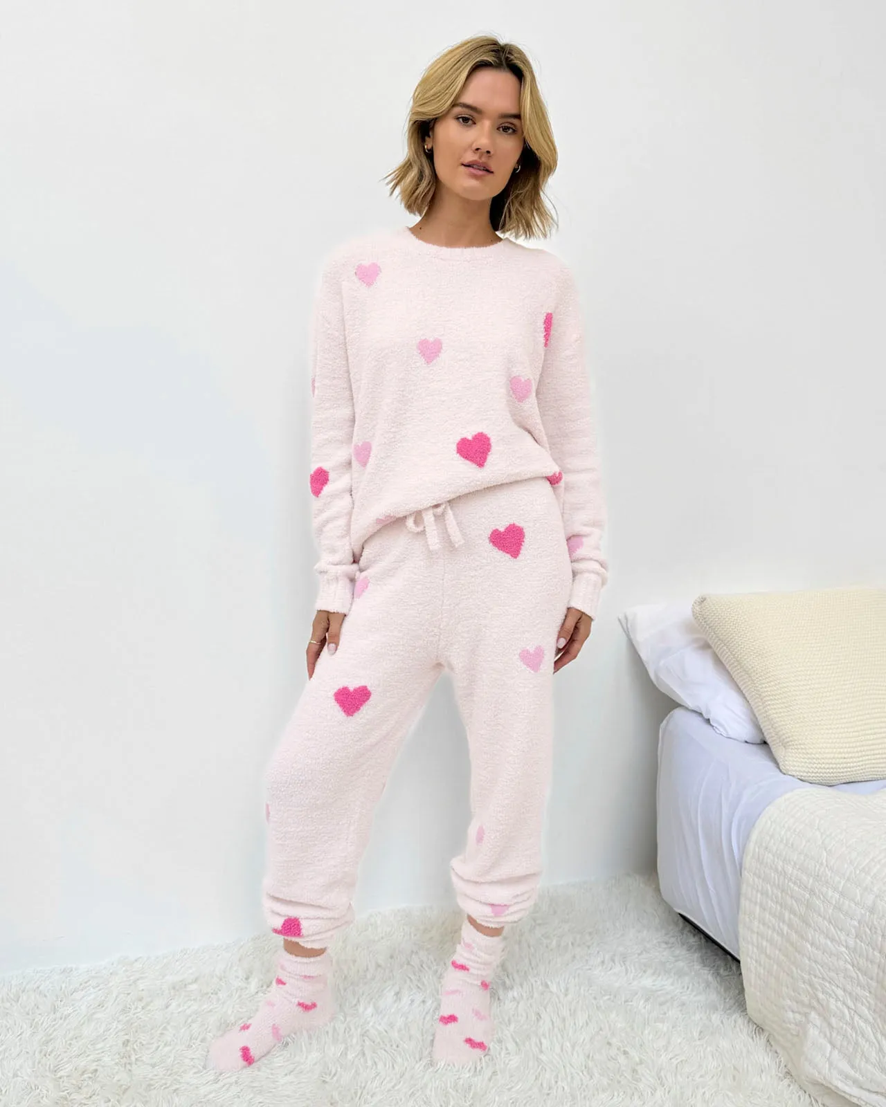 Pink Multi-Heart Fuzzy Sweater PJ Set sold by Splendid product image thumbnail 3