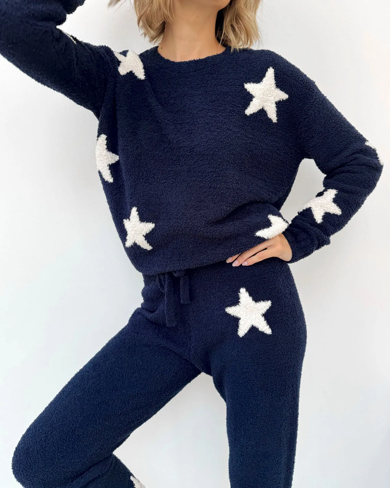 Navy Oat Stars Fuzzy Sweater PJ Set sold by Splendid product image thumbnail 3
