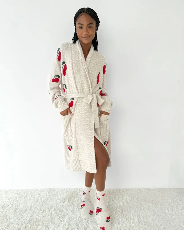 Pomona Fuzzy Yarn Cherries PJ Robe sold by Splendid