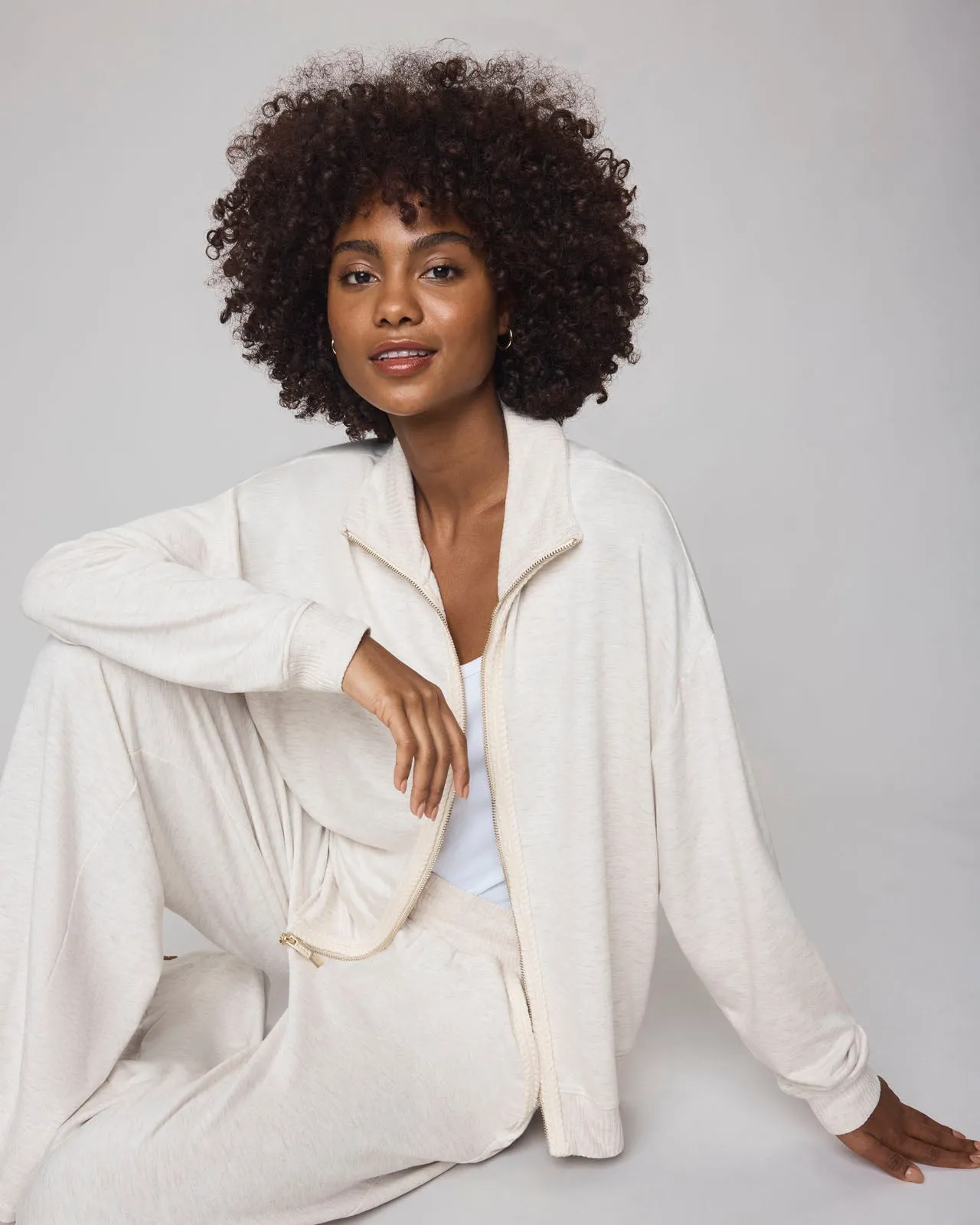 Supersoft Trim Zip Up Sweater Using LENZING™ECOVERO™ Fibers sold by Splendid product image thumbnail 2