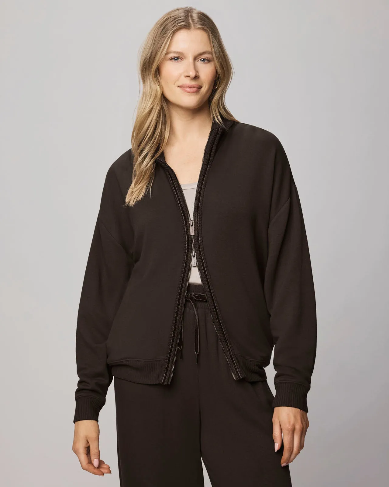 Supersoft Trim Zip Up Sweater Using LENZING™ECOVERO™ Fibers sold by Splendid product image thumbnail 3