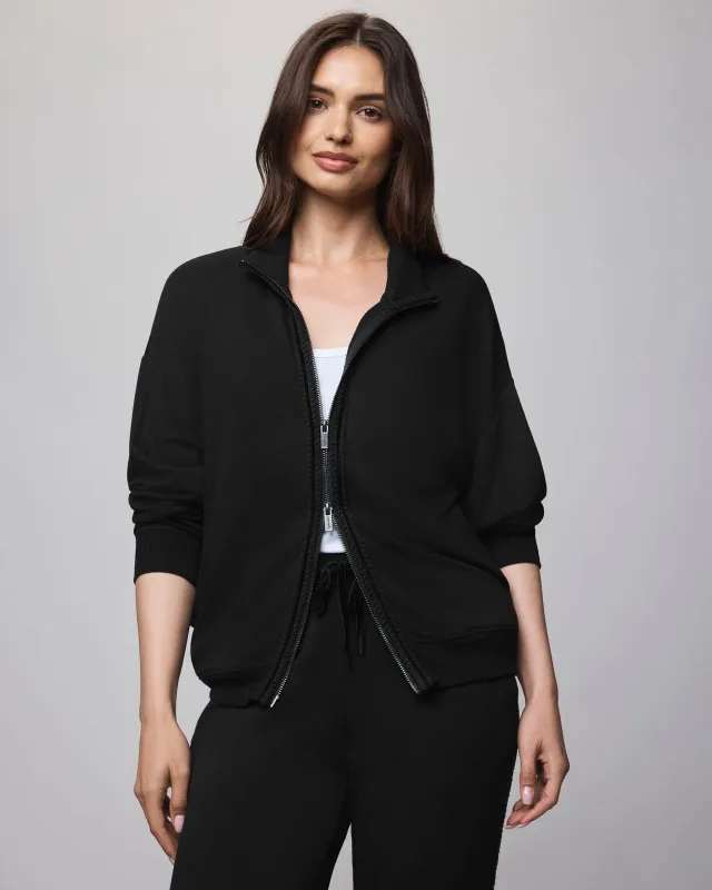 Supersoft Trim Zip Up Sweater Using LENZING™ECOVERO™ Fibers sold by Splendid