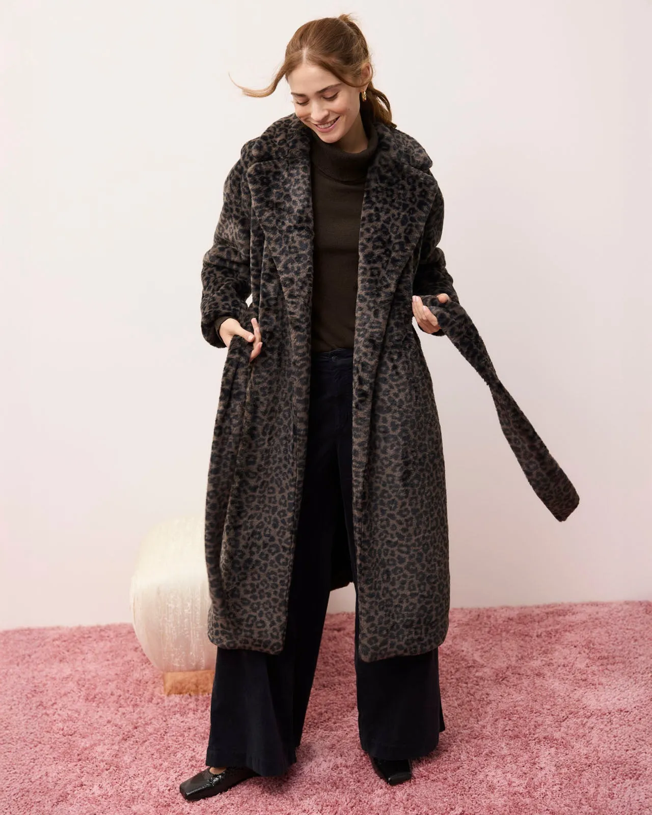 Lucia Long Fur Leopard Coat sold by Splendid