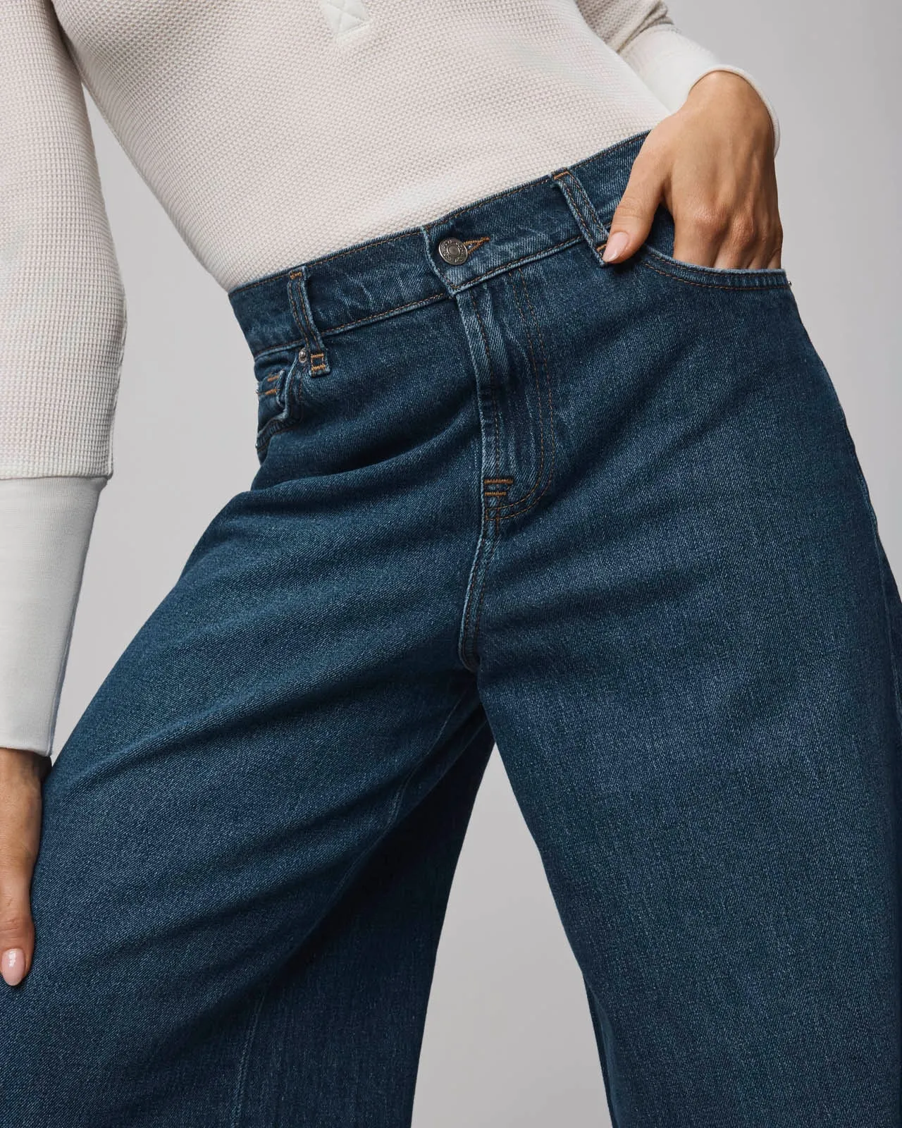 Ravyn Cuffed Wide Leg Jean in Dark Wash sold by Splendid product image thumbnail 4