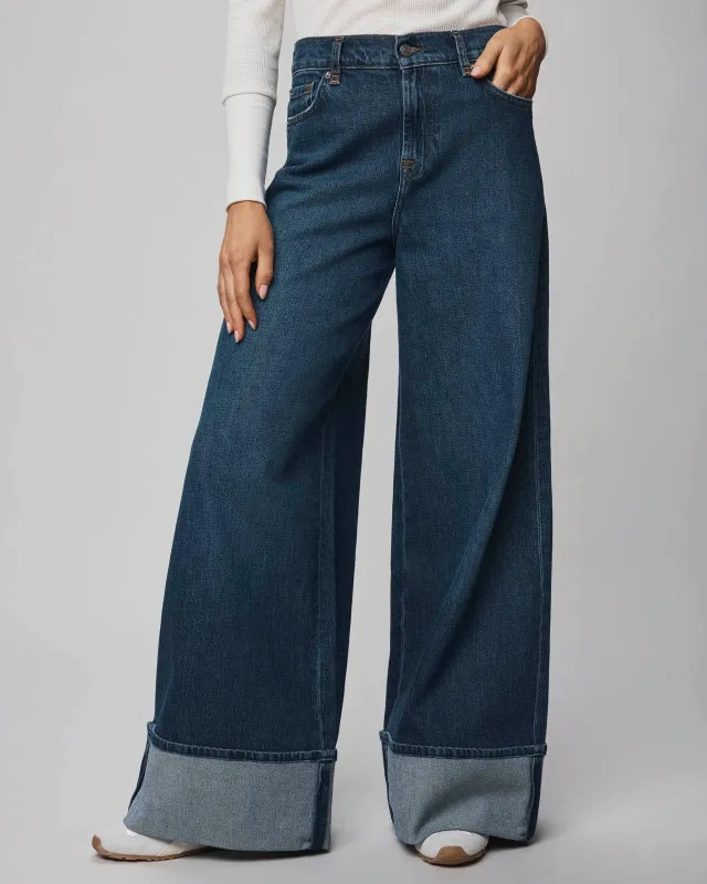 Ravyn Cuffed Wide Leg Jean in Dark Wash sold by Splendid