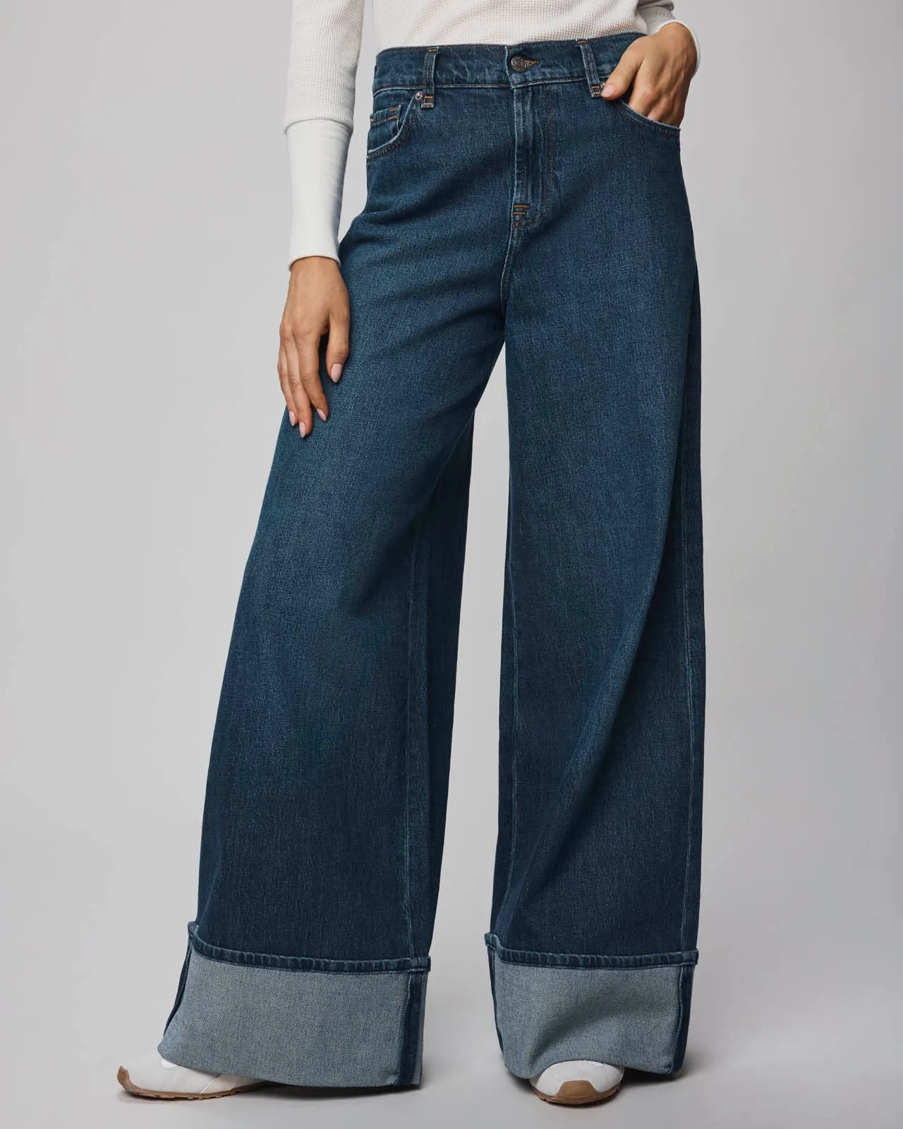 Ravyn Cuffed Wide Leg Jean in Dark Wash sold by Splendid