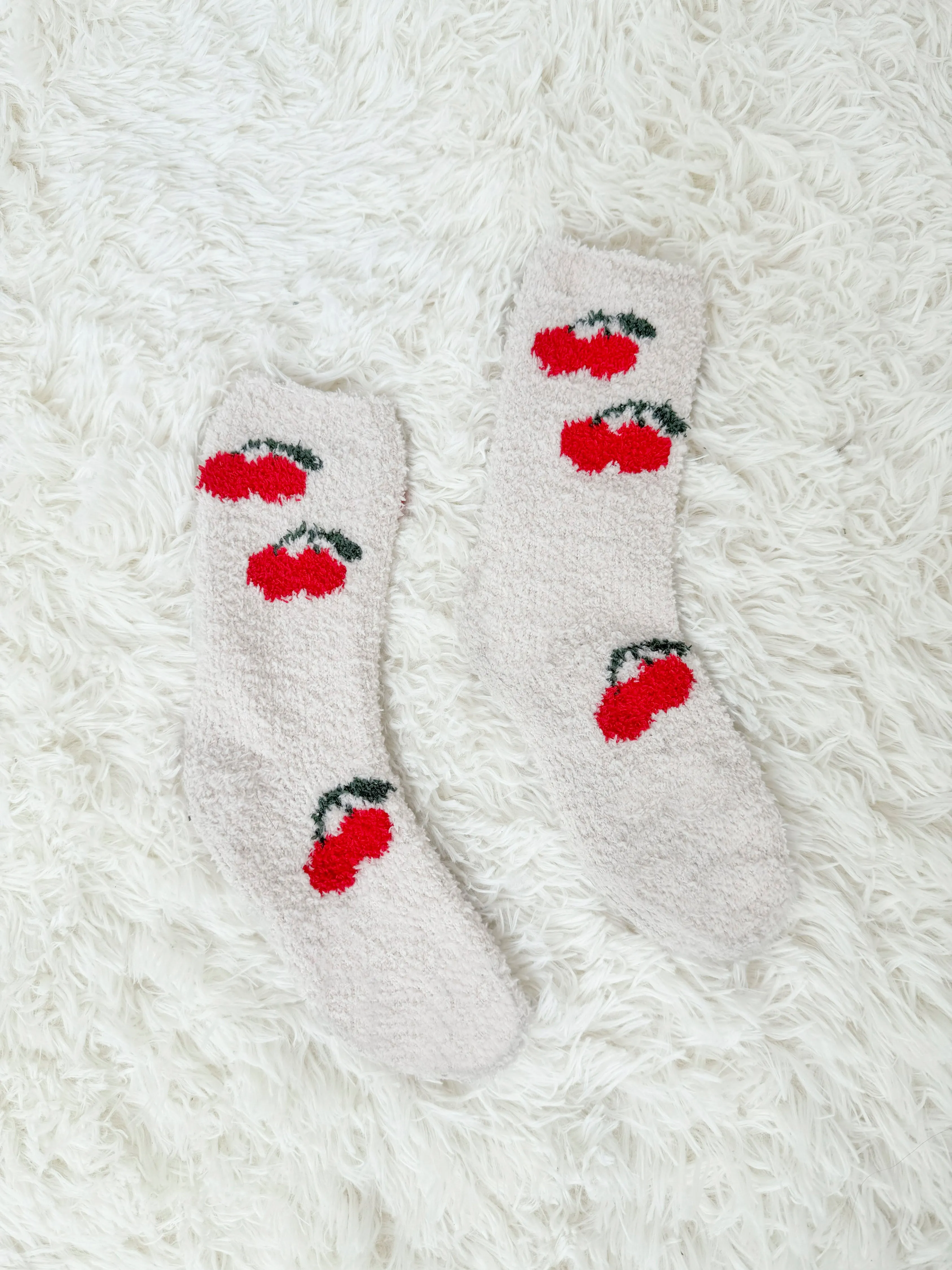 Cherries Bia Fuzzy Yarn Socks sold by Splendid