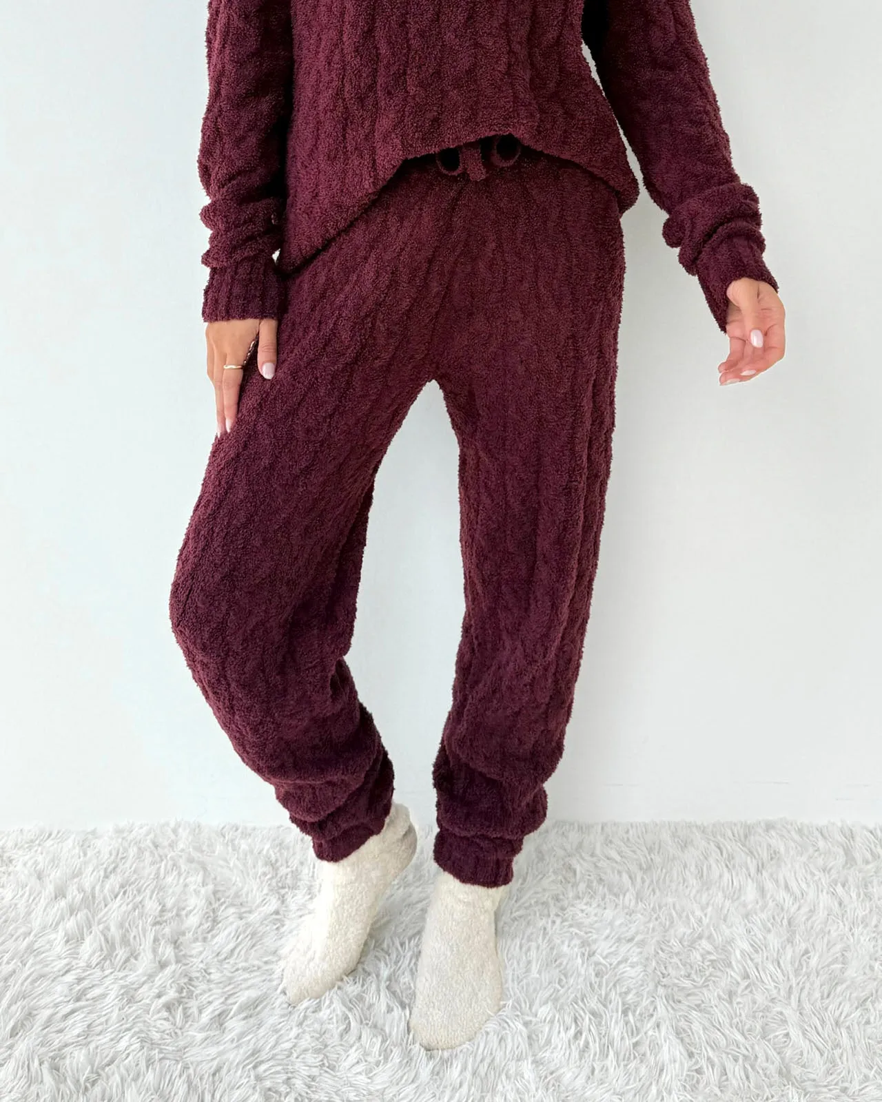 Ivory Cozy Fuzzy Cable Socks sold by Splendid product image thumbnail 2