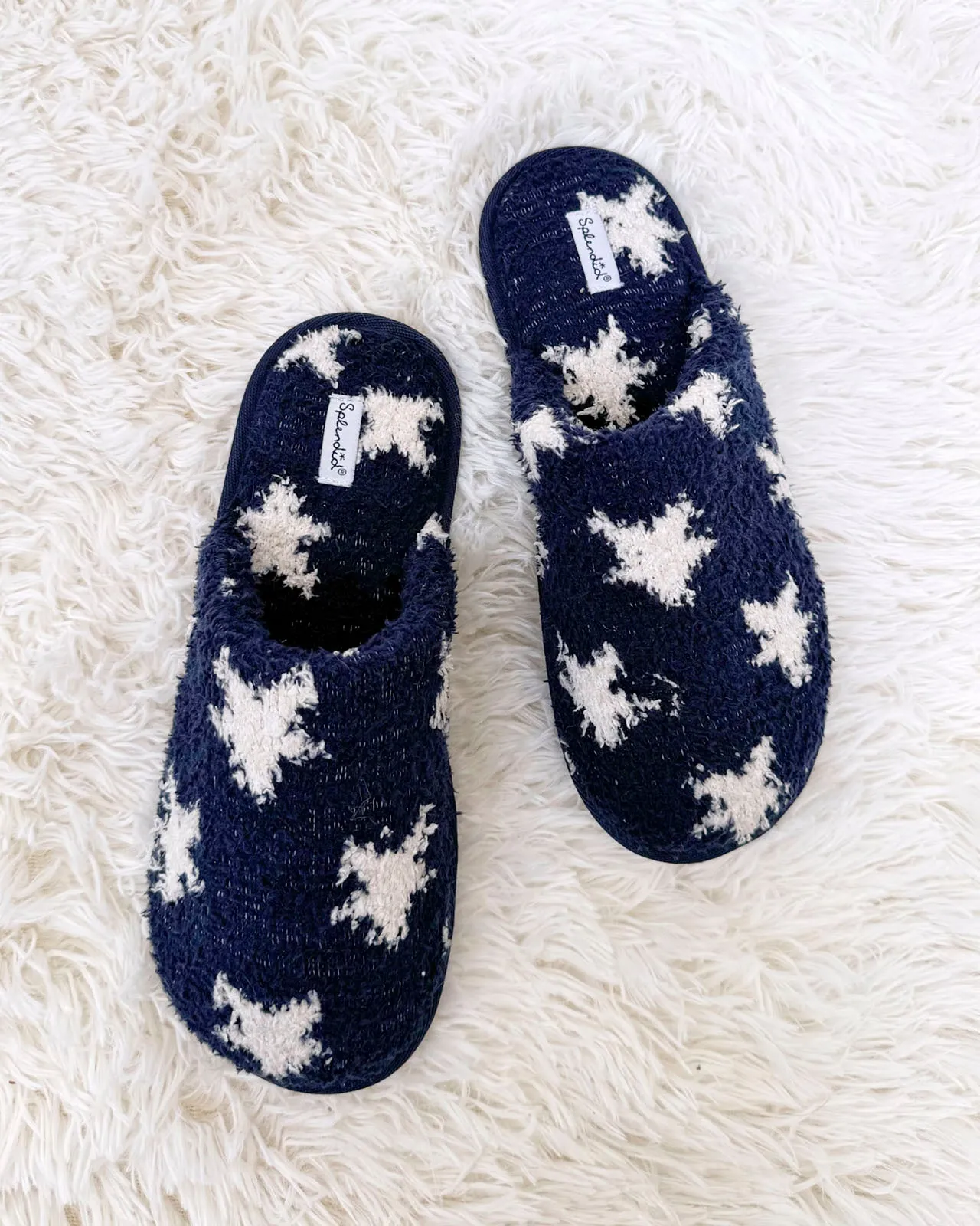 Navy Oat Stars Cozy Fuzzy Slipper Slide sold by Splendid product image thumbnail 4