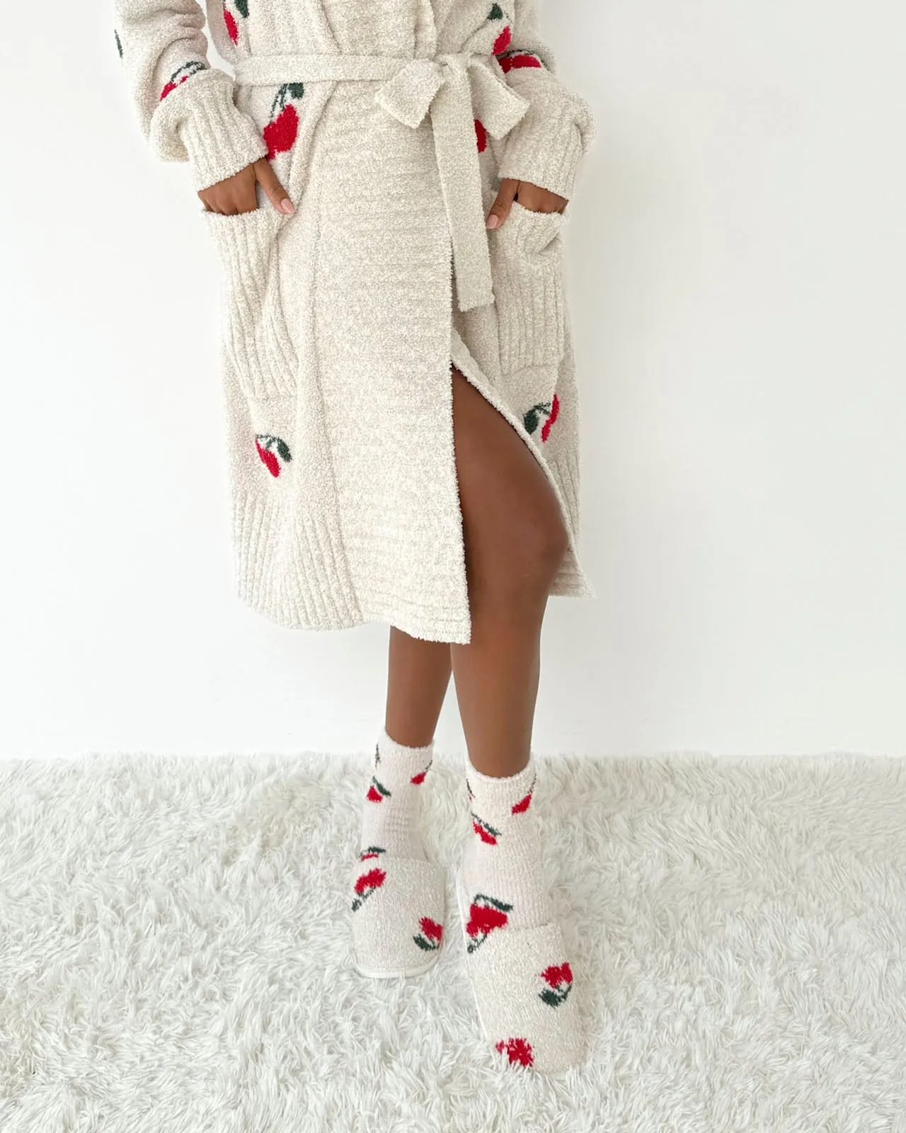 Cherries Cozy Fuzzy Slipper Slide sold by Splendid product image thumbnail 3