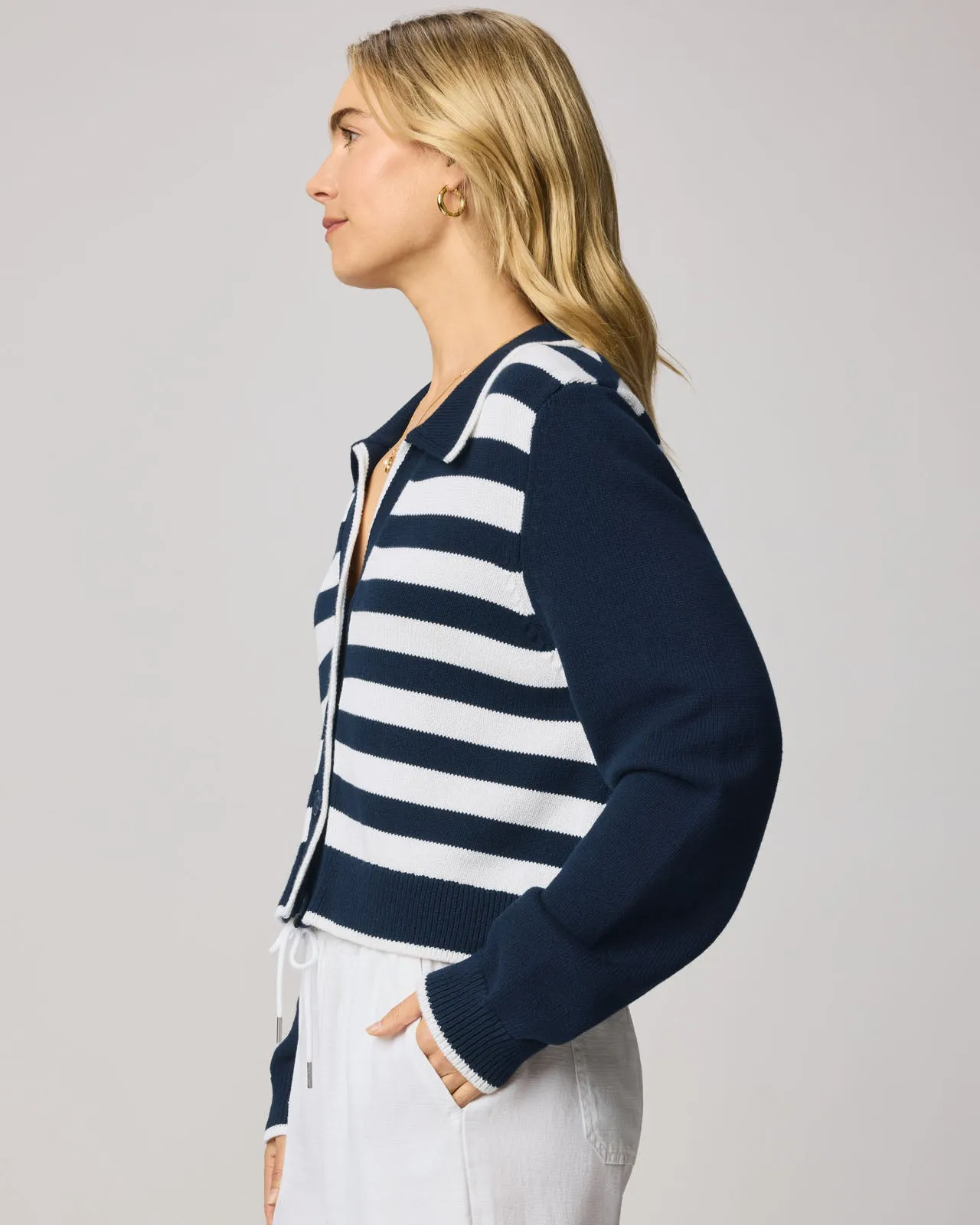 Nicolette Striped Polo Cardigan sold by Splendid product image thumbnail 4