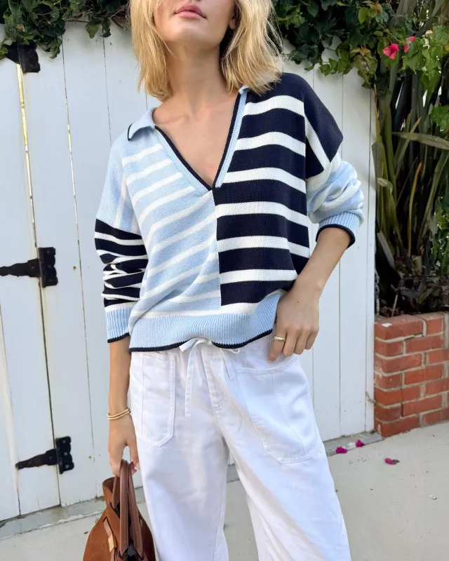 Arden Striped Polo Sweater made by Splendid