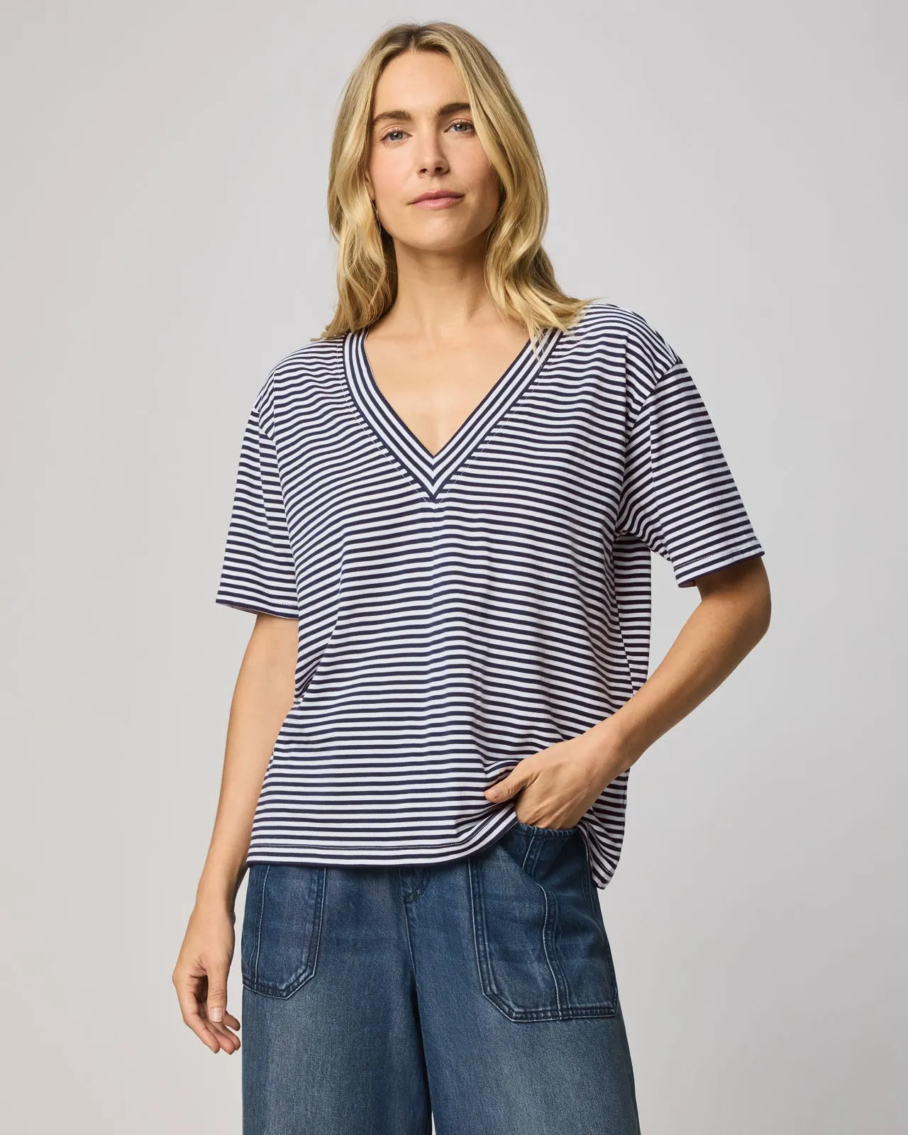 Kacey Striped V-Neck Tee sold by Splendid product image thumbnail 2