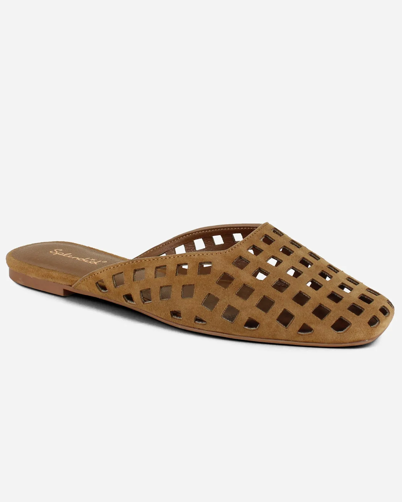 Remi Suede Mule in Caramel sold by Splendid