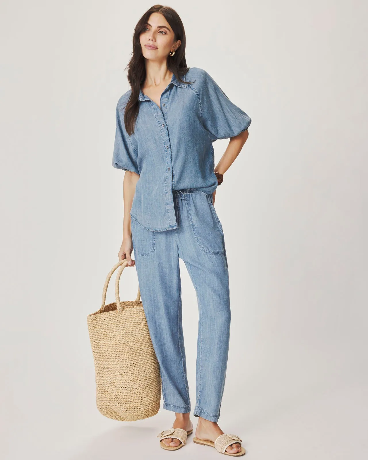 Talia Indigo Puff Sleeve Top sold by Splendid product image thumbnail 2