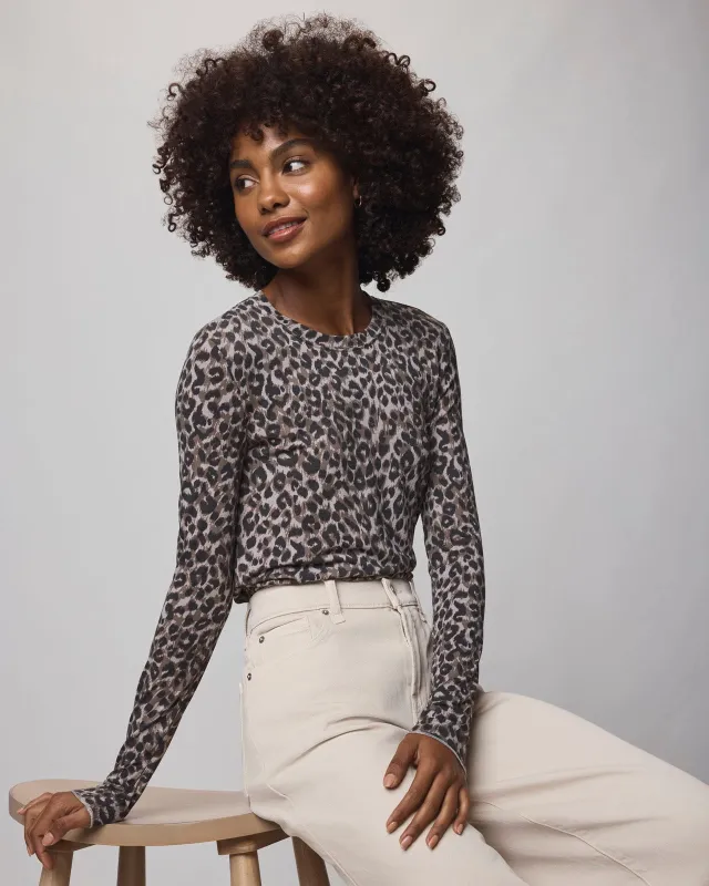 Leopard Bamboo Blend Long Sleeve Tee sold by Splendid