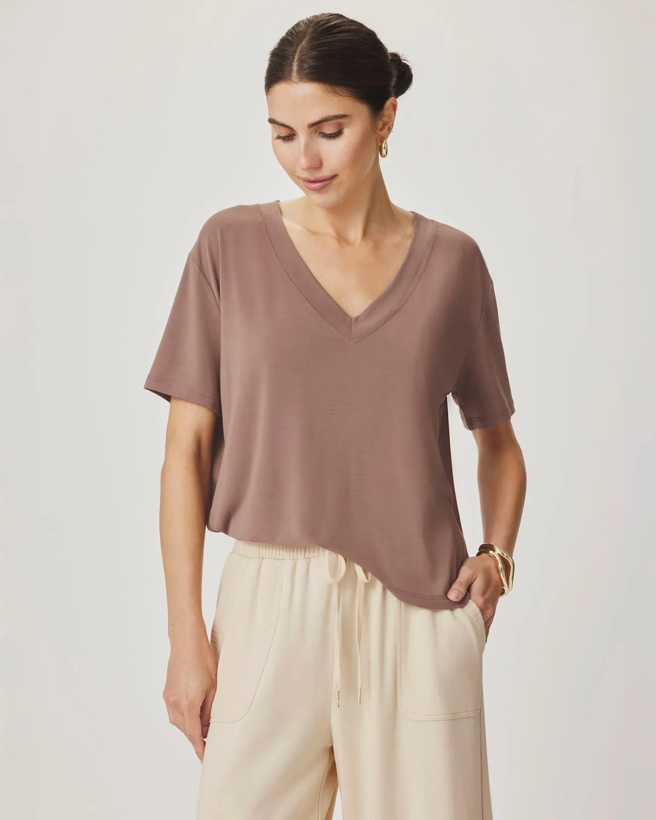 Kacey Bamboo Blend V-Neck Tee sold by Splendid product image thumbnail 4