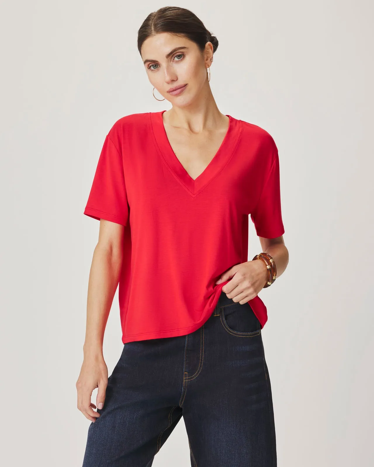 Kacey Bamboo Blend V-Neck Tee sold by Splendid product image thumbnail 2