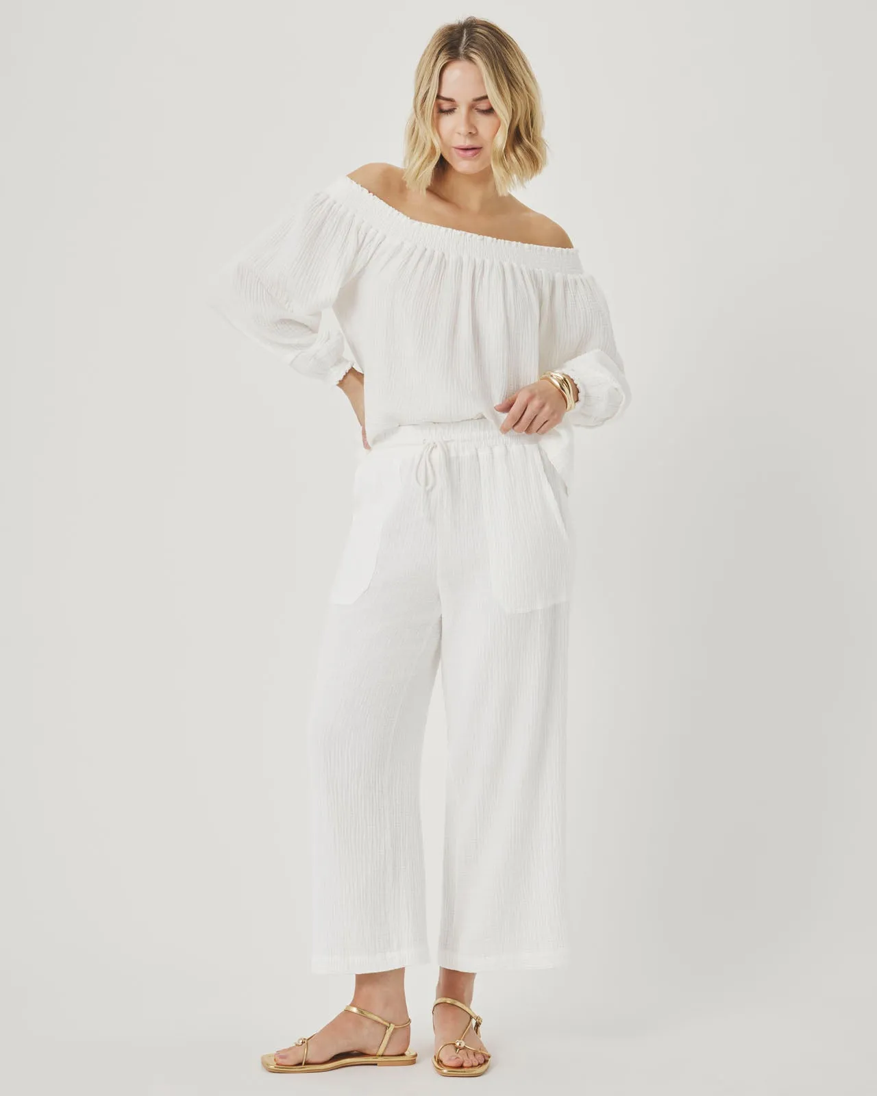 Ava Gauze Off-Shoulder Top sold by Splendid product image thumbnail 4