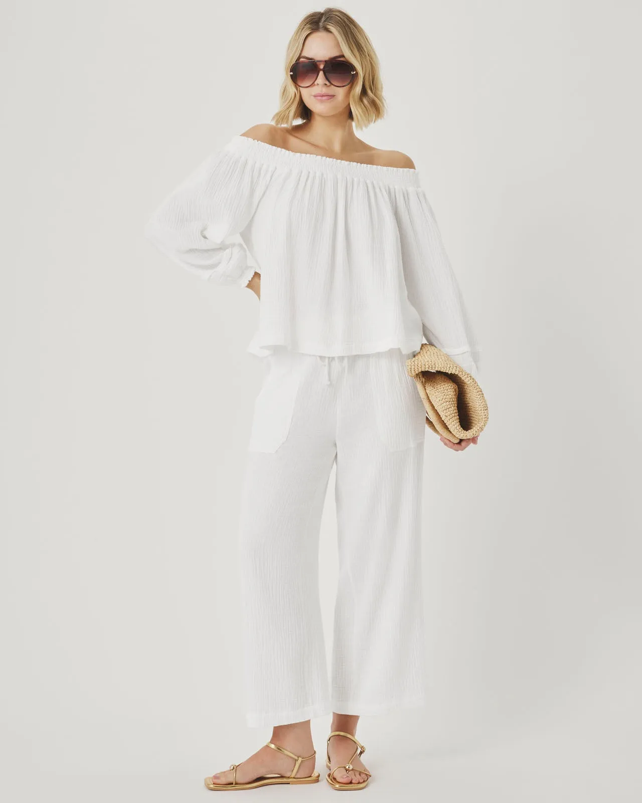 Ava Gauze Off-Shoulder Top sold by Splendid