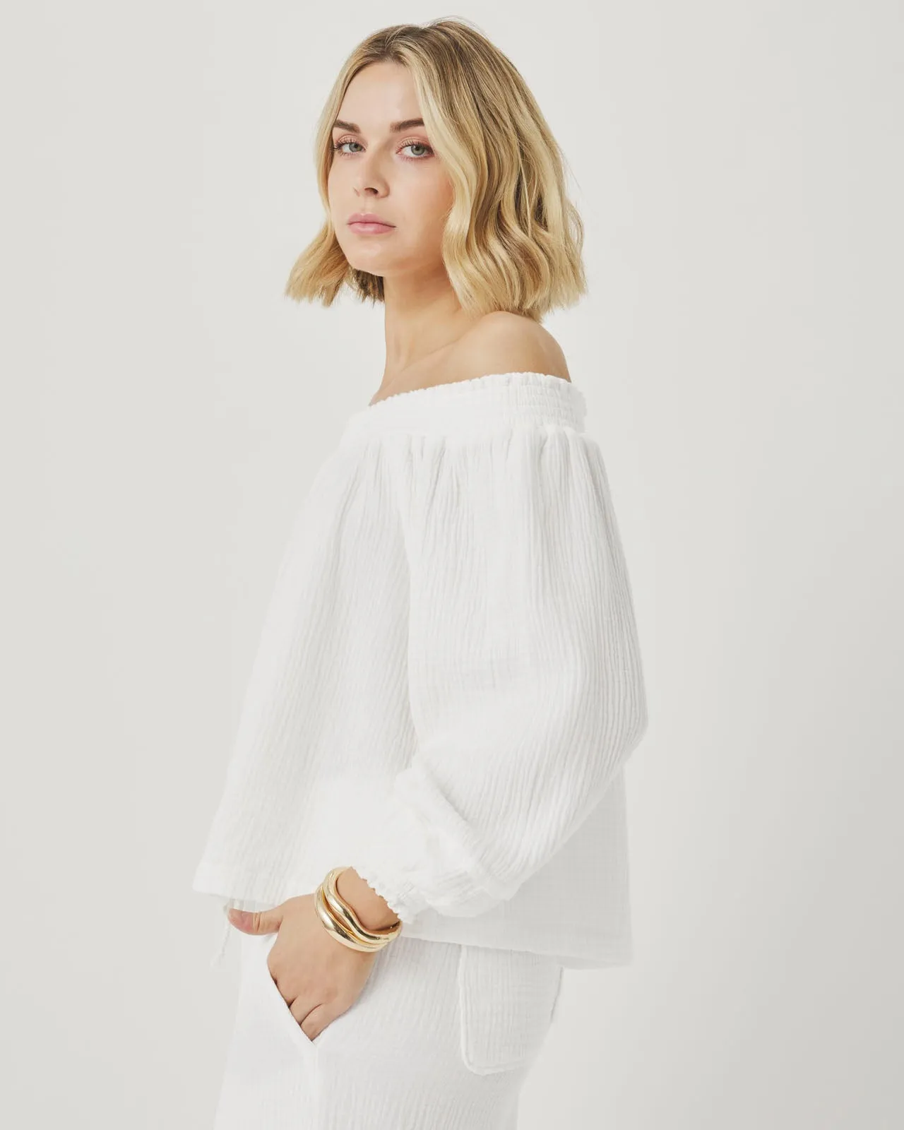 Ava Gauze Off-Shoulder Top sold by Splendid product image thumbnail 5