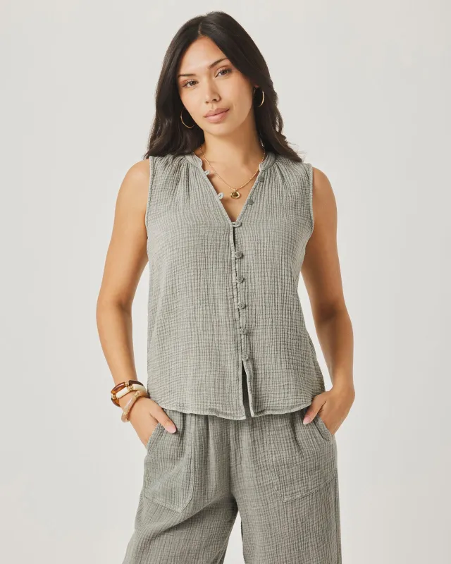 Ava Gauze Button Tank made by Splendid