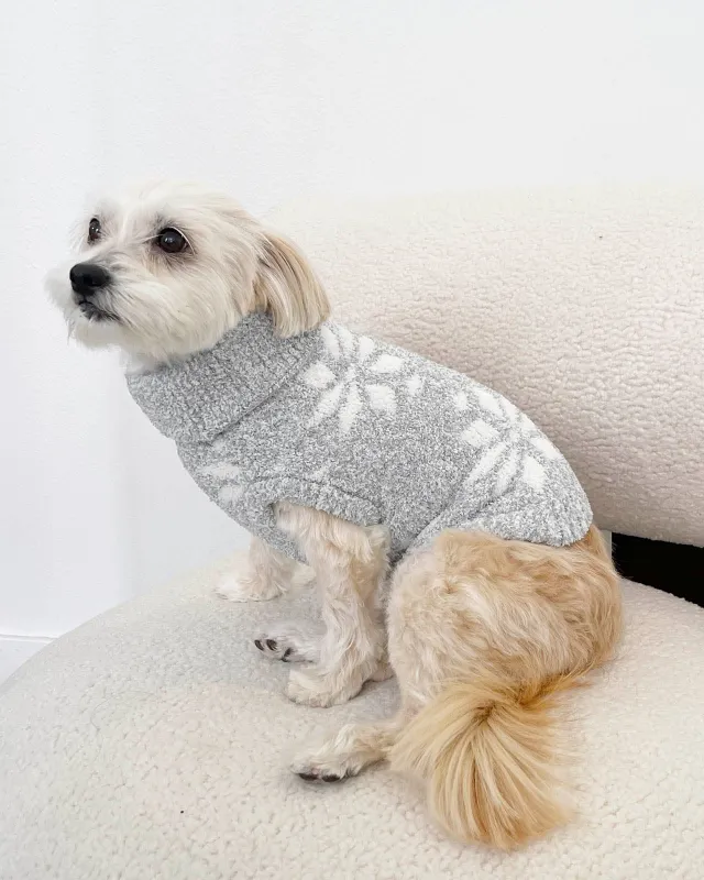 Grey Snowflake Fuzzy Pet Sweater made by Splendid
