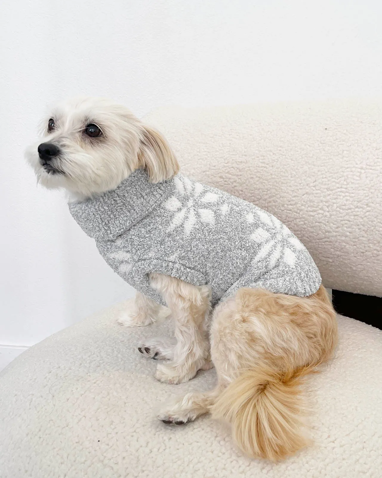 Grey Snowflake Fuzzy Pet Sweater sold by Splendid