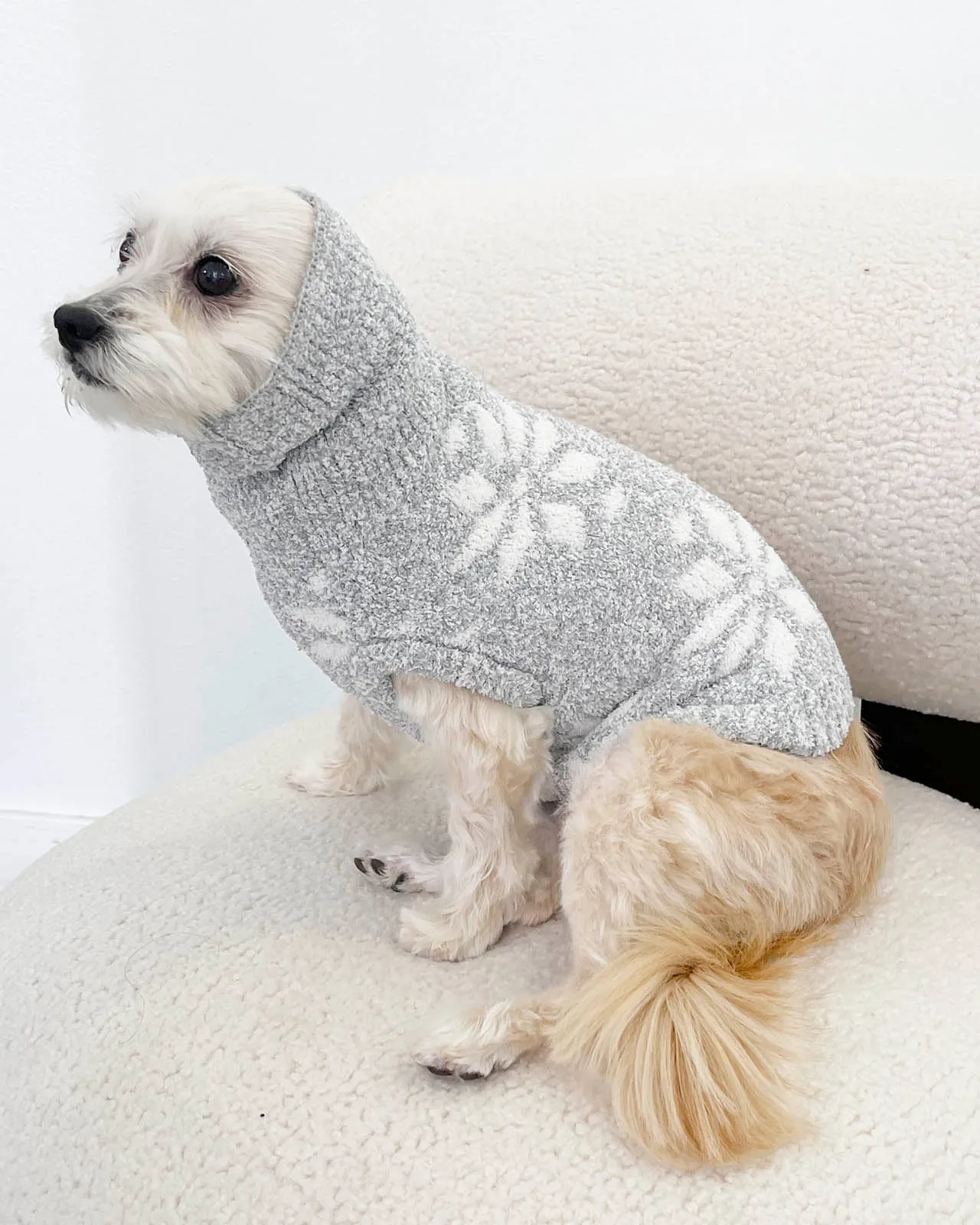 Grey Snowflake Fuzzy Pet Sweater sold by Splendid product image thumbnail 2