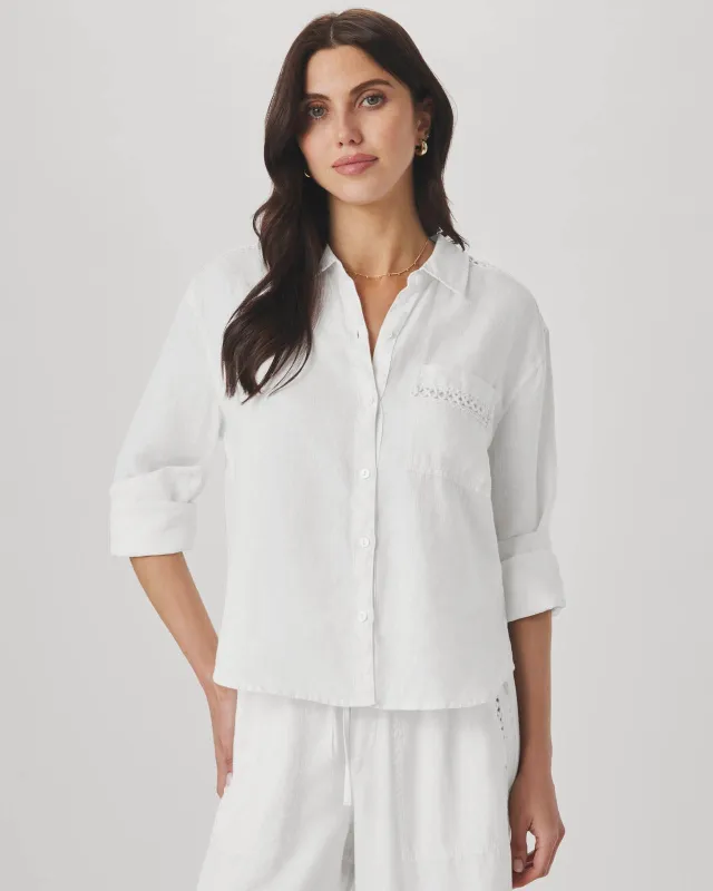 Stella Linen Trim Button Down made by Splendid
