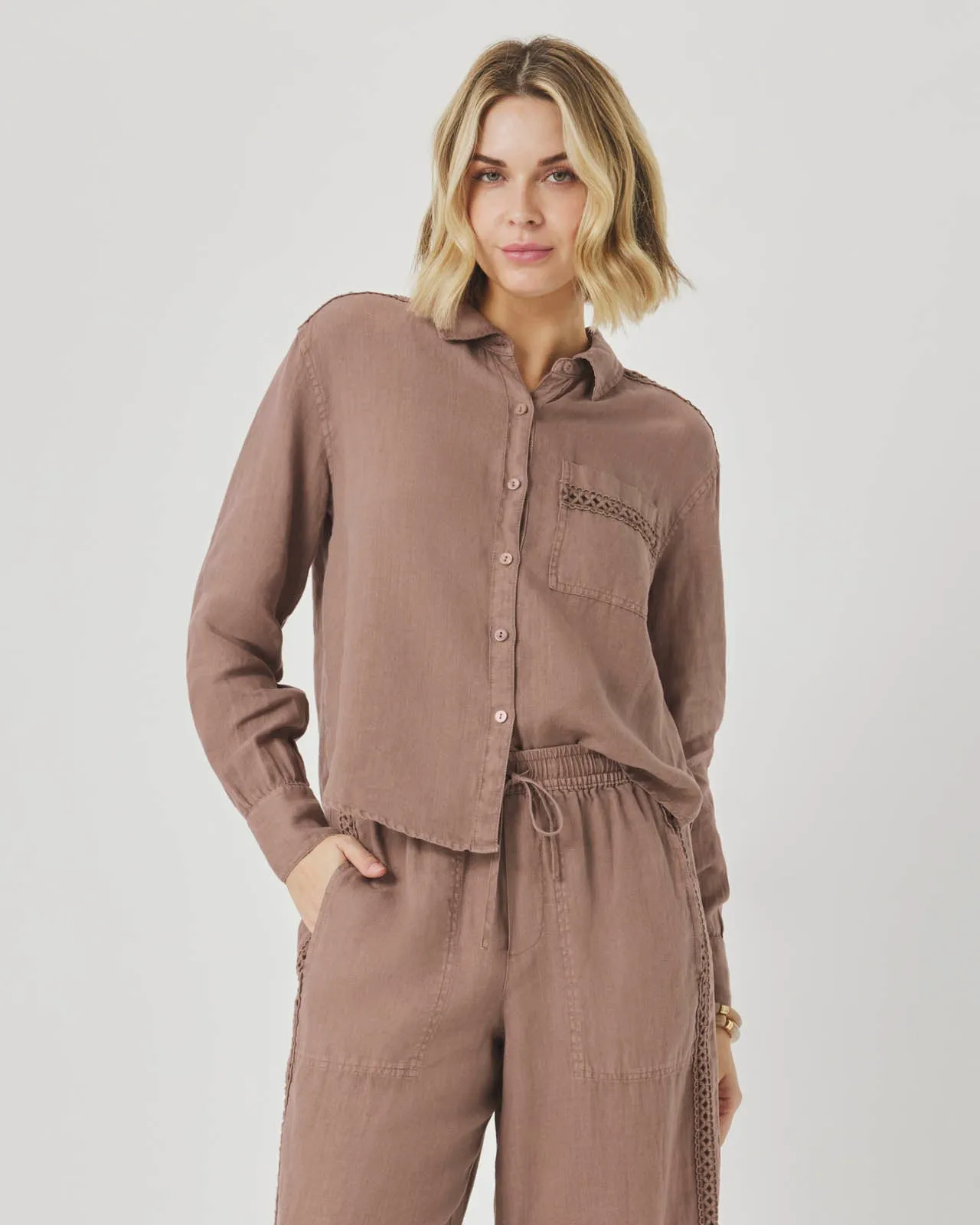 Stella Linen Trim Button Down sold by Splendid product image thumbnail 2