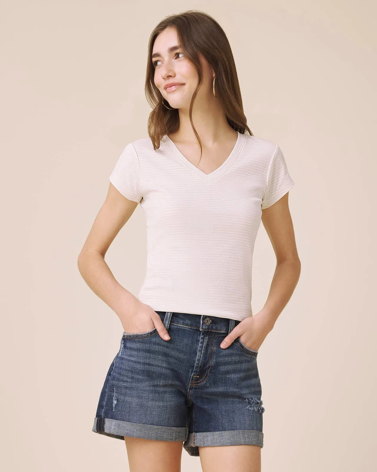 Josie Stripe V-Neck Tee sold by Splendid