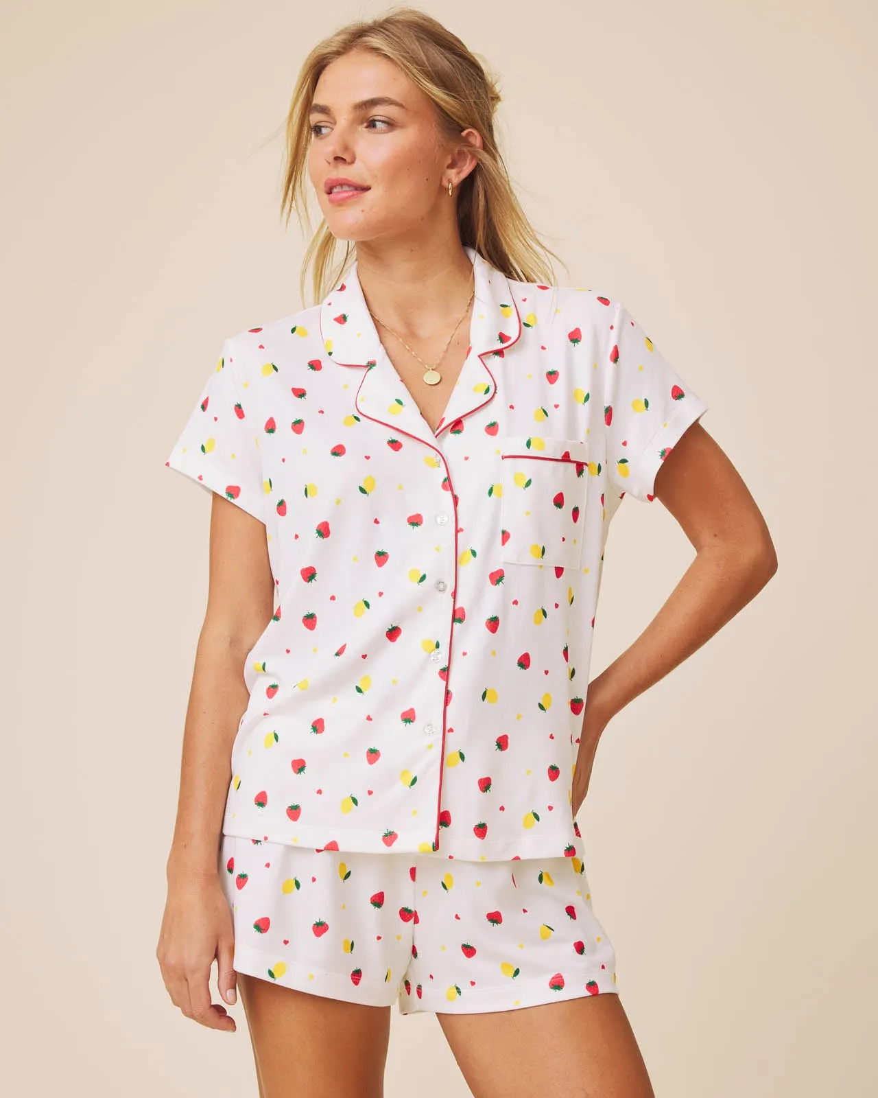 Strawberry Lemonade Flora Pillowsoft Short Set sold by Splendid product image thumbnail 2