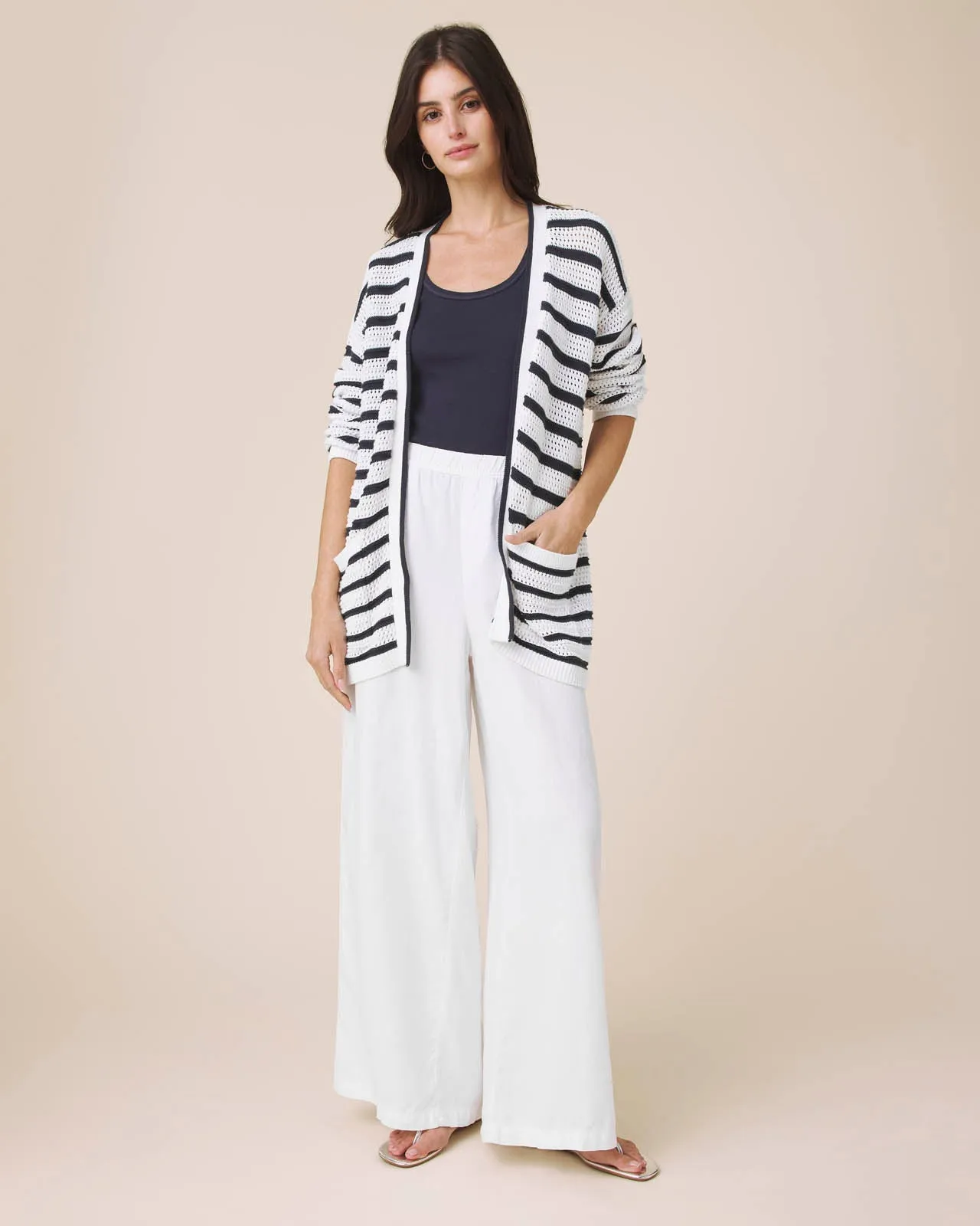 Beckham Stripe Open Cardigan sold by Splendid product image thumbnail 4