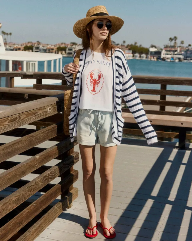 Beckham Stripe Open Cardigan made by Splendid