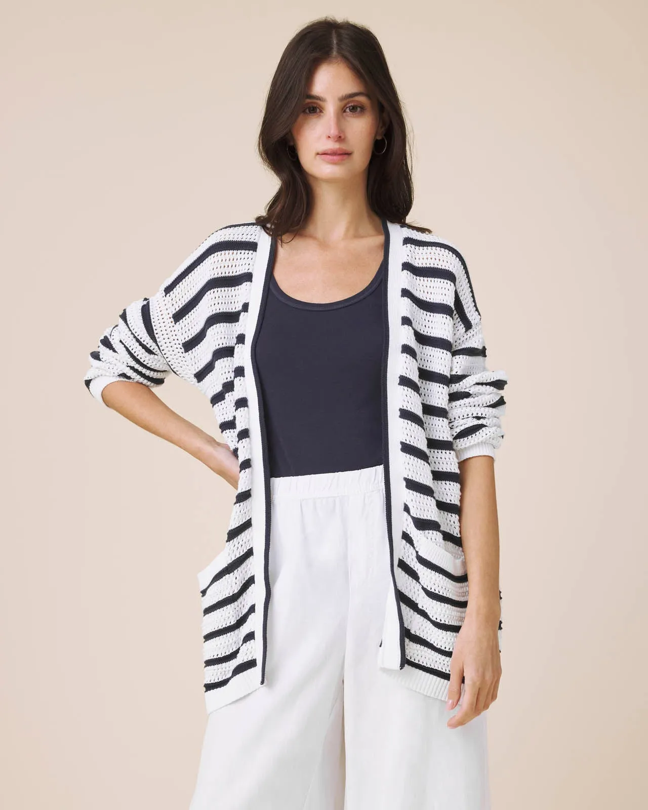 Beckham Stripe Open Cardigan sold by Splendid product image thumbnail 3