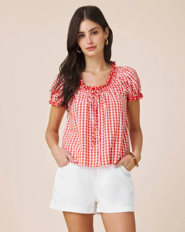 Gigi Gingham Puff Sleeve Top made by Splendid
